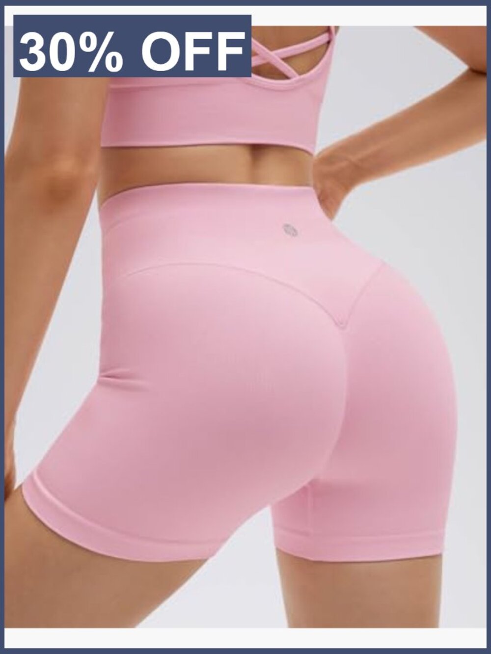 Seamless 2 Piece Workout Sets Criss Cross Sports Bra High Waist Booty Shorts - Picture 2 of 7